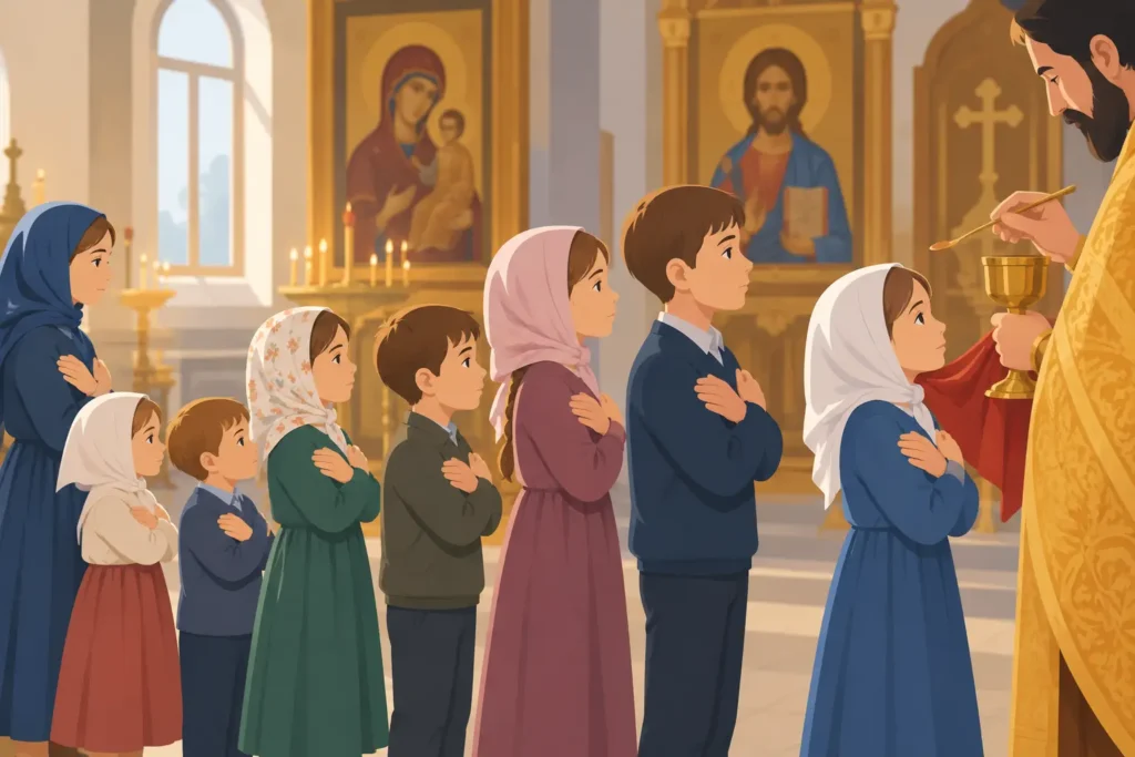 Orthodox Children receiving Holy Communion